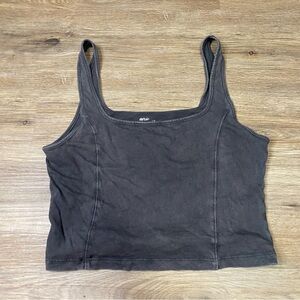 Aerie Women’s Large Black Scoop Neck Cropped Tank Top Soft Stretch Basic Tee